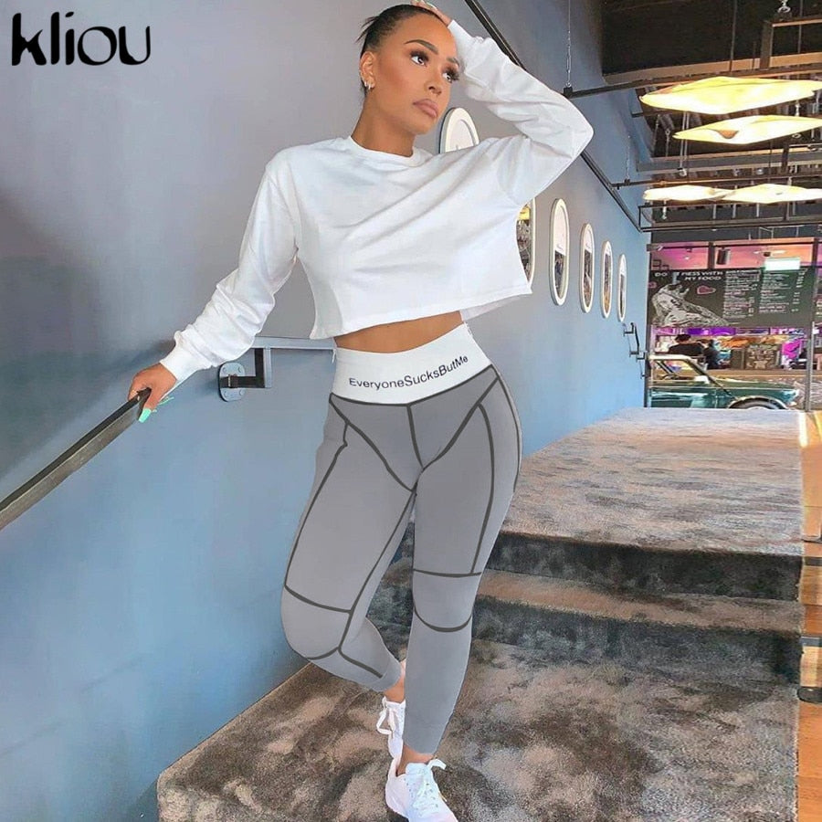 High Waist Striped Fitness Leggings