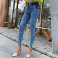 High Waist Hips Tight Slim Feet Jeans Pants