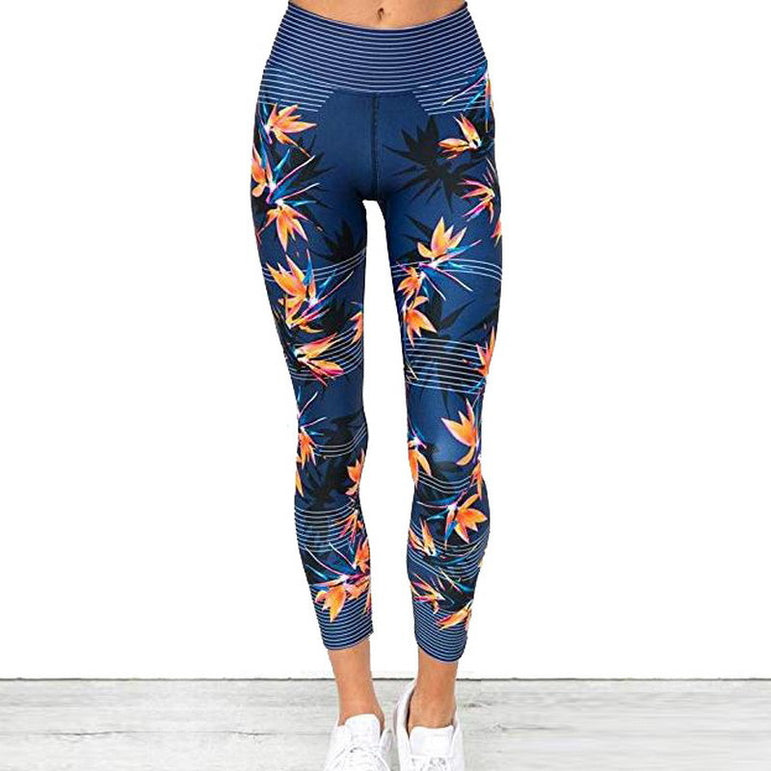 Elastic Gym Stripe Printing Yoga Pants