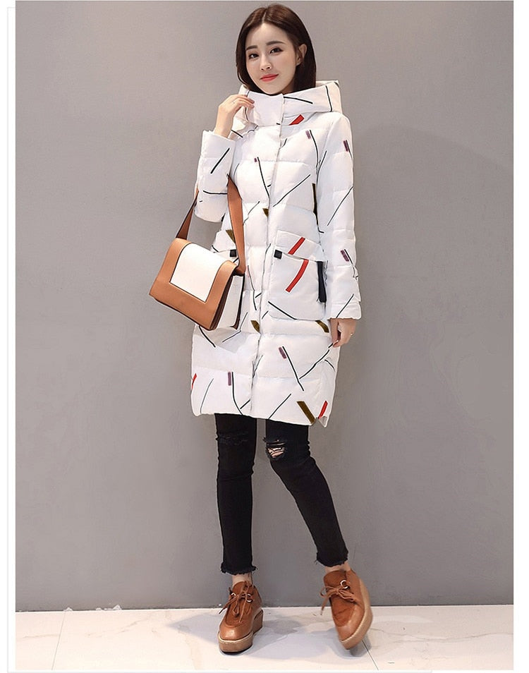 Elegant Long Sleeve Warm Office Lady Parkas Women Jacket