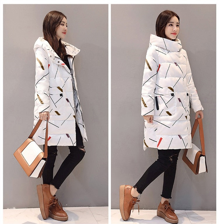 Elegant Long Sleeve Warm Office Lady Parkas Women Jacket