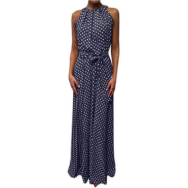 Casual Dot Printing Long Sleeveless Dress