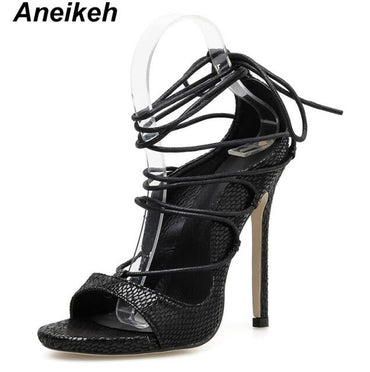 Lace Up Round Toe Thin High Heel