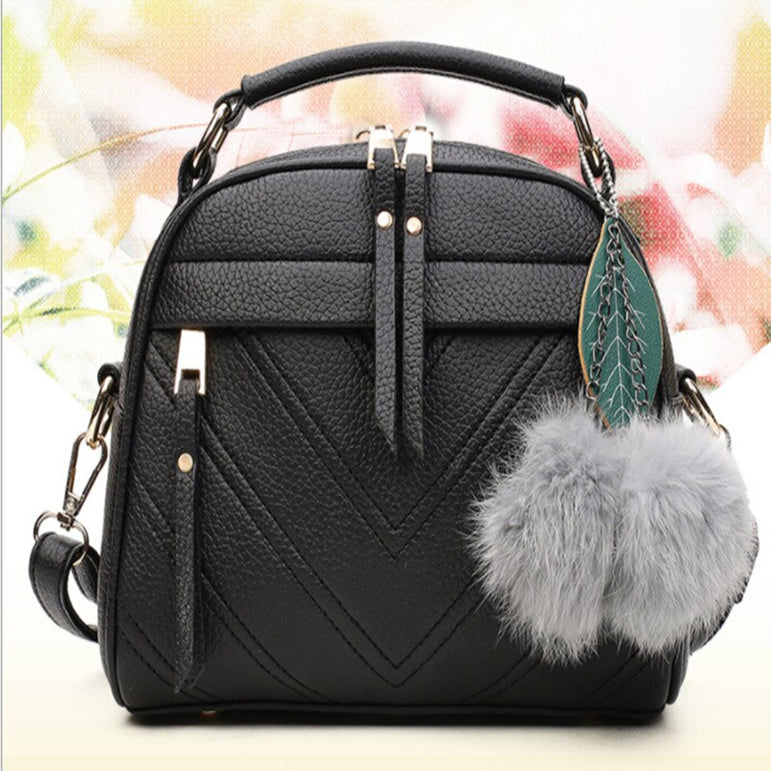 Leather Fair Ball Tassel Handbag f