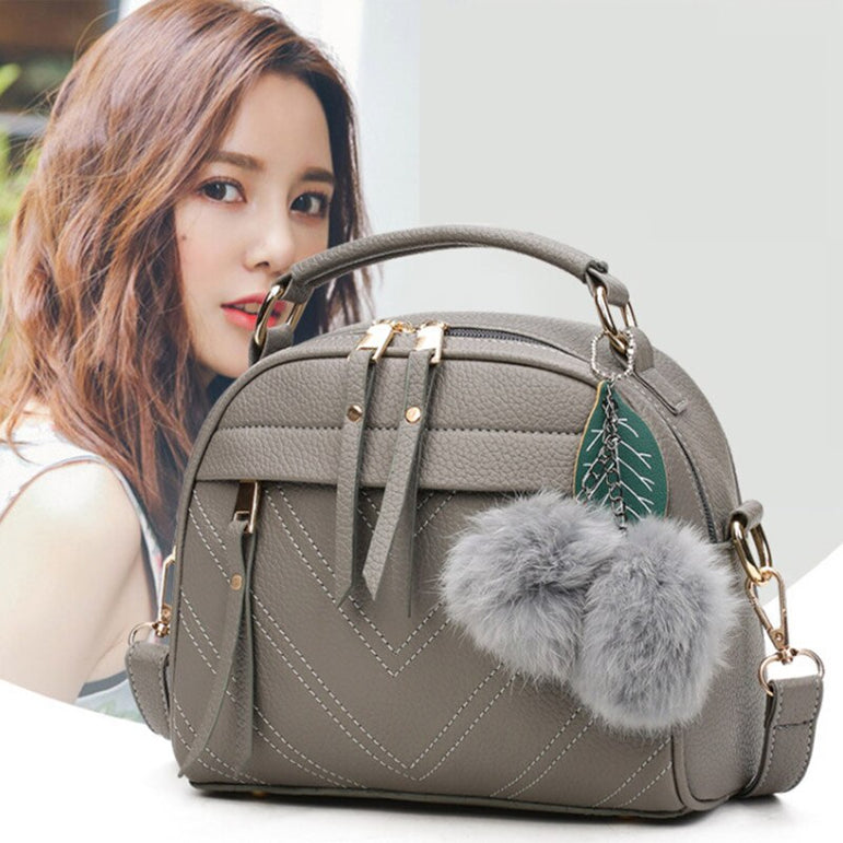 Leather Fair Ball Tassel Handbag f