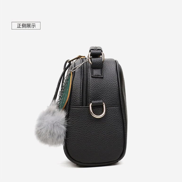 Leather Fair Ball Tassel Handbag f