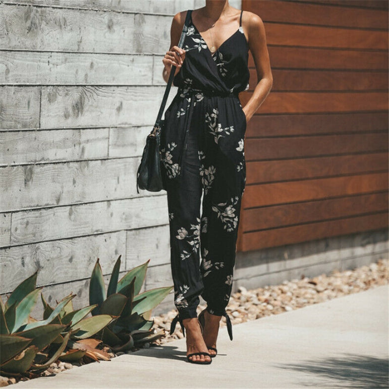 Casual Sleeveless Women Boho Floral Jumpsuits