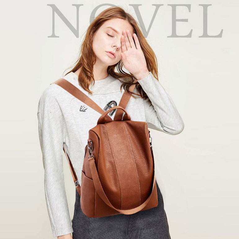 Women Leather Anti theft Backpack