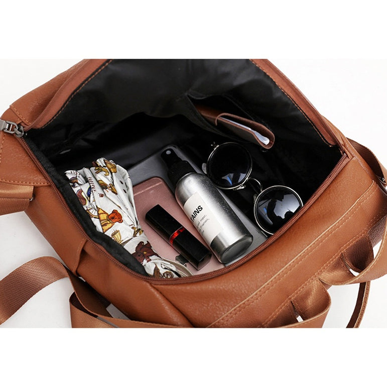 Women Leather Anti theft Backpack