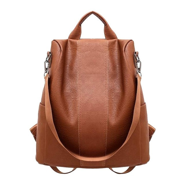 Women Leather Anti theft Backpack