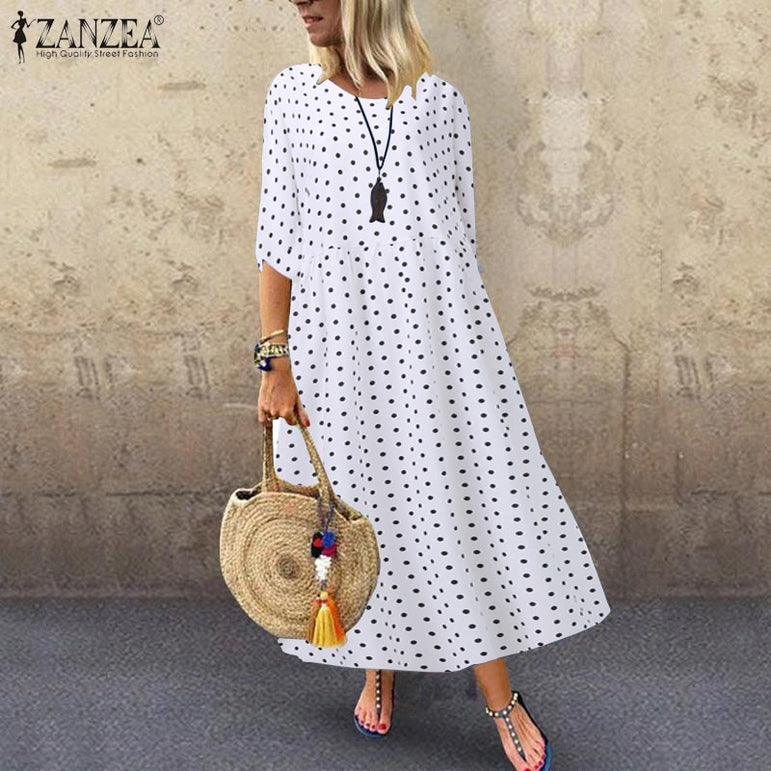 Vintage Long Maxi Dresses Robe Pleated Dress