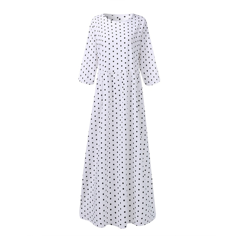 Vintage Long Maxi Dresses Robe Pleated Dress