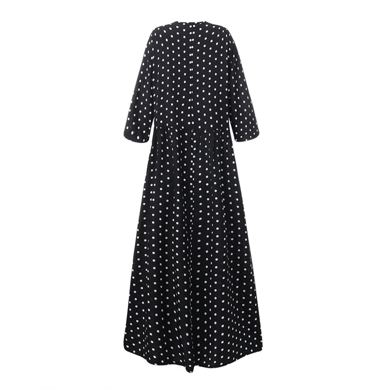 Vintage Long Maxi Dresses Robe Pleated Dress