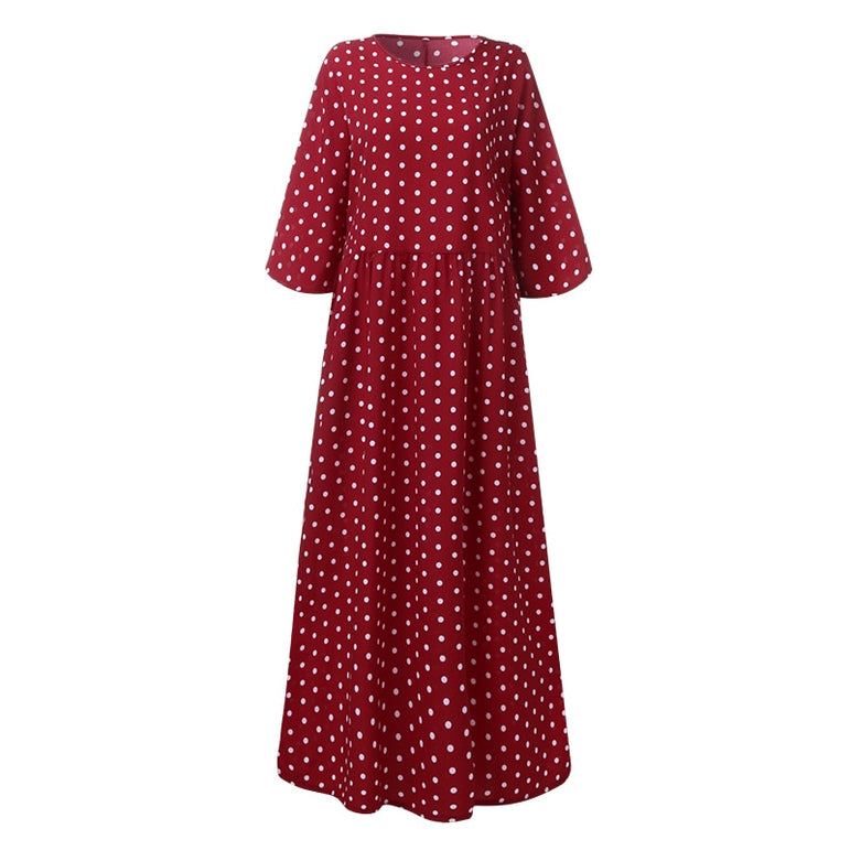 Vintage Long Maxi Dresses Robe Pleated Dress