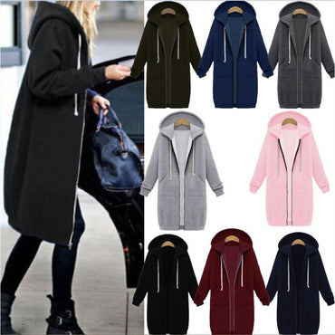 Casual Long Zipper Hooded Jacket