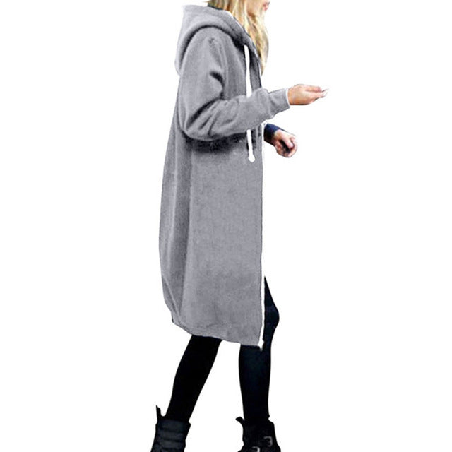 Casual Long Zipper Hooded Jacket