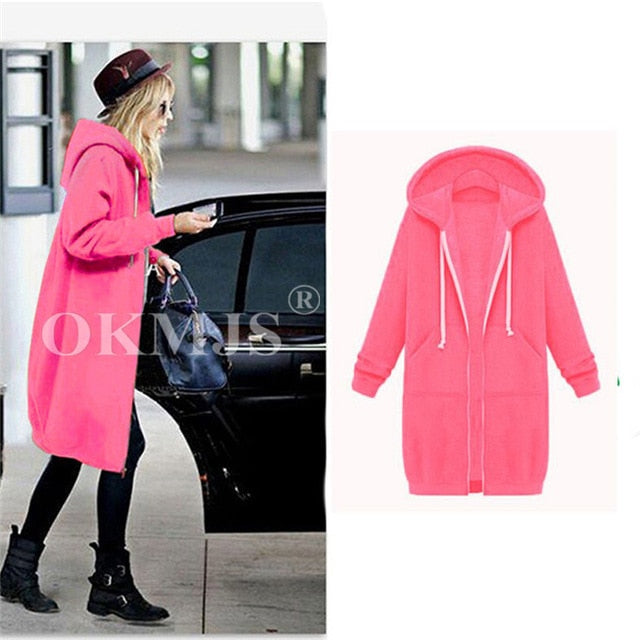 Casual Long Zipper Hooded Jacket