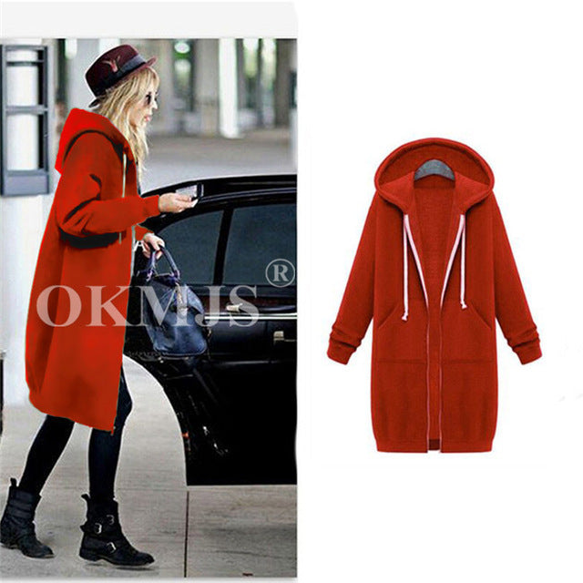 Casual Long Zipper Hooded Jacket