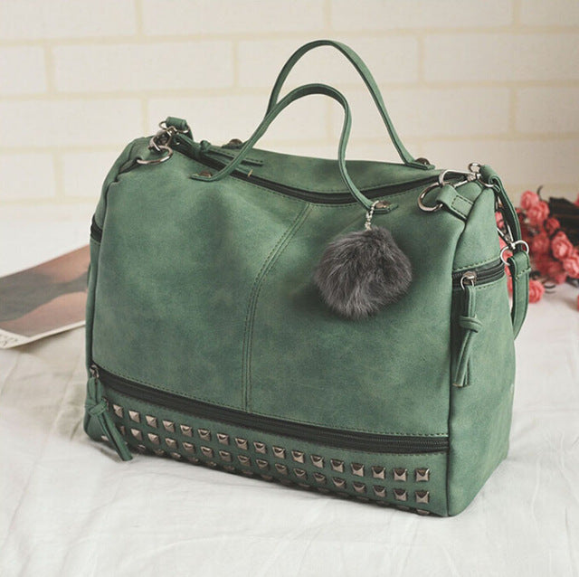 Leather Fair Ball Tassel Handbag f