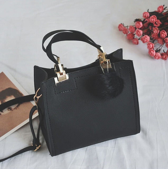 Leather Fair Ball Tassel Handbag f