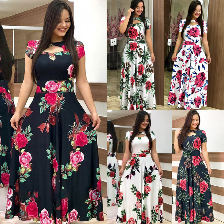 Elegant Bohmia Flower Print Women Dress