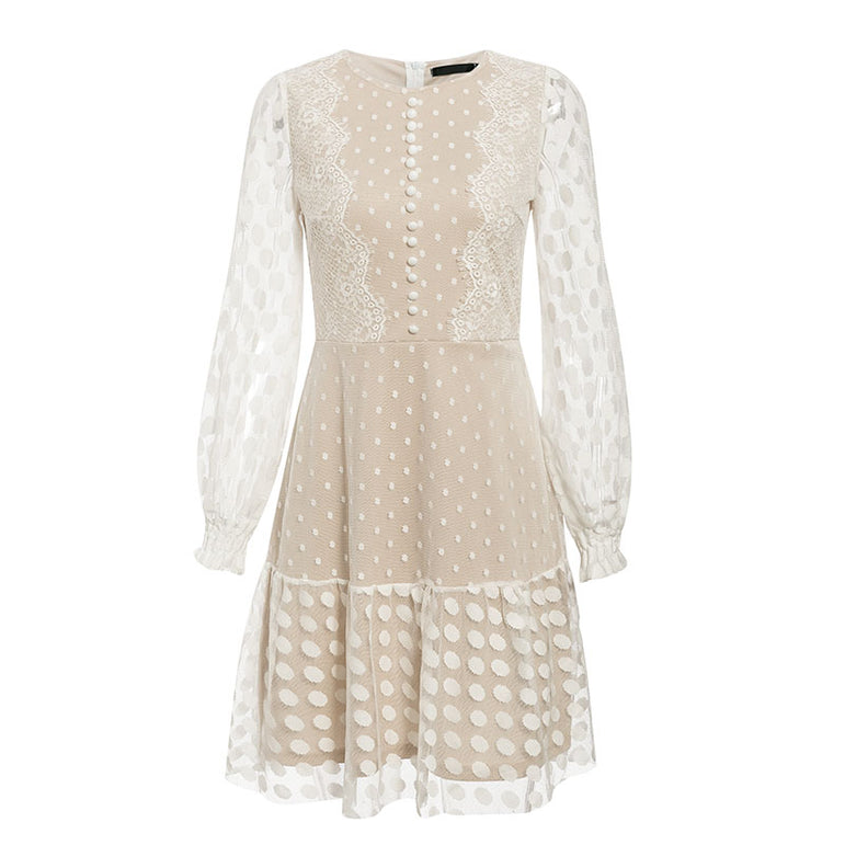 Vintage Polka Dot Winter Mesh Lace Dress