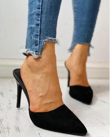 Casual Point Toe Buckle Strap Square Heel