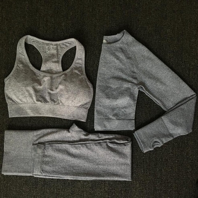 Long Sleeve Women Seamless Yoga Set