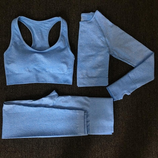 Long Sleeve Women Seamless Yoga Set