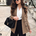 Work Office Lady Suit Plaid Blazers Jackets