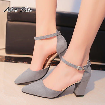 Flock pointed High Heel Sandals