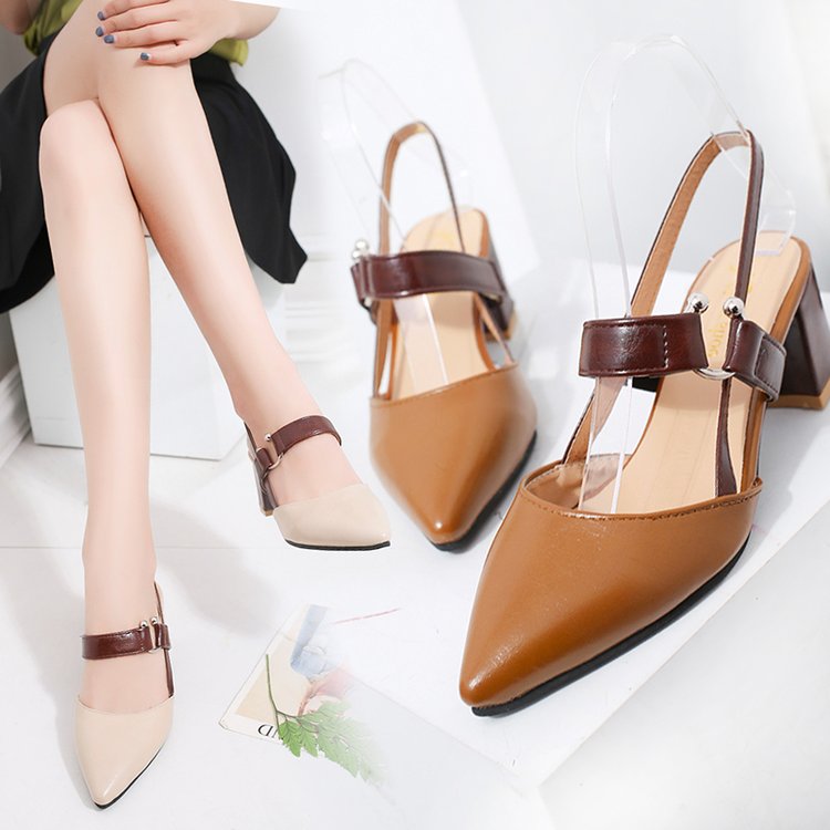 Hollow Coarse Shallow Mouth Sandals High Heel pumps