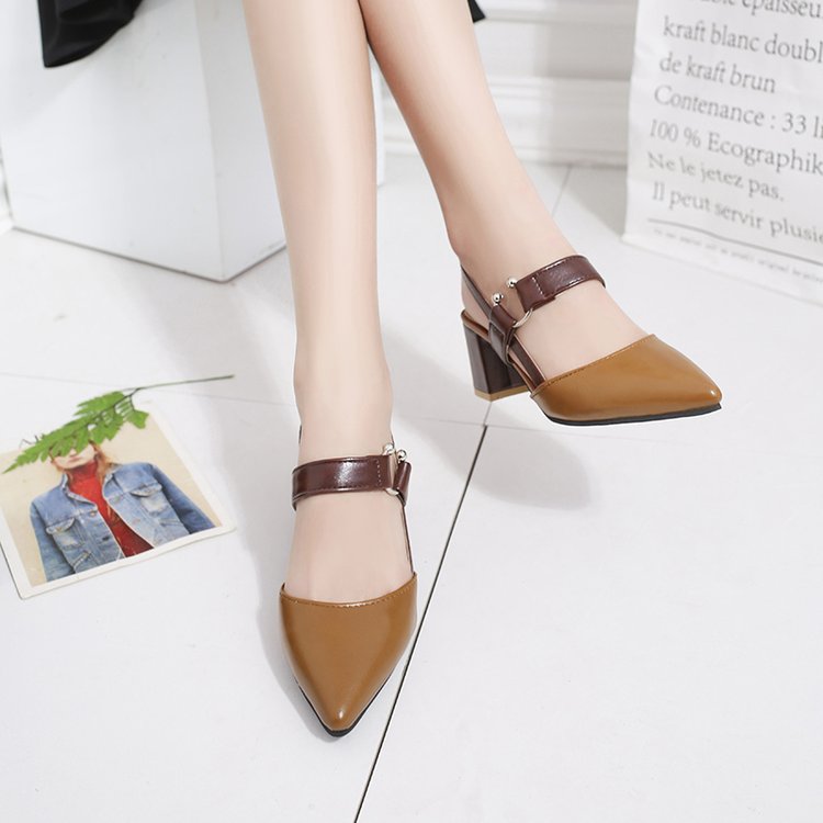 Hollow Coarse Shallow Mouth Sandals High Heel pumps