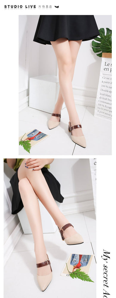 Hollow Coarse Shallow Mouth Sandals High Heel pumps