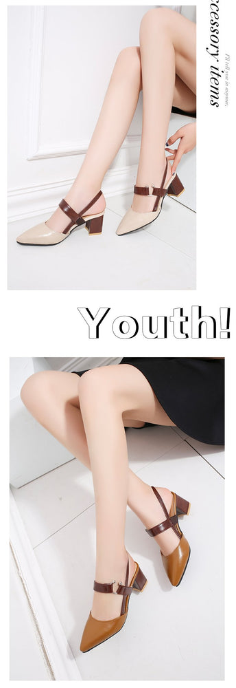 Hollow Coarse Shallow Mouth Sandals High Heel pumps