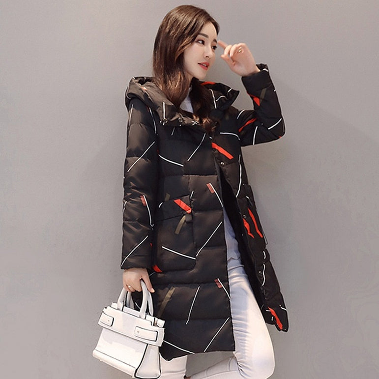 Elegant Long Sleeve Warm Office Lady Parkas Women Jacket