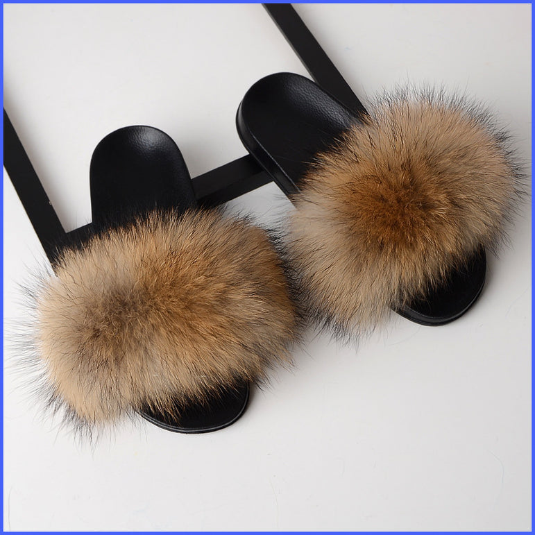 Luxury Real Fox Furry Fur Slippers