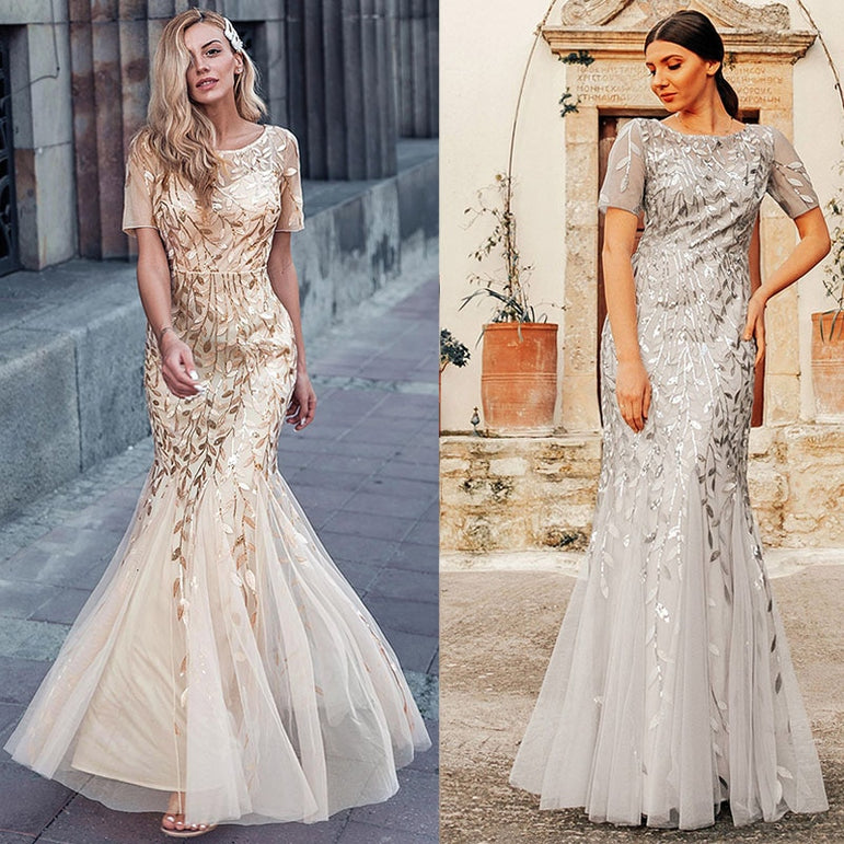 Elegant Evening Lace Appliques Mermaid Gowns Dress