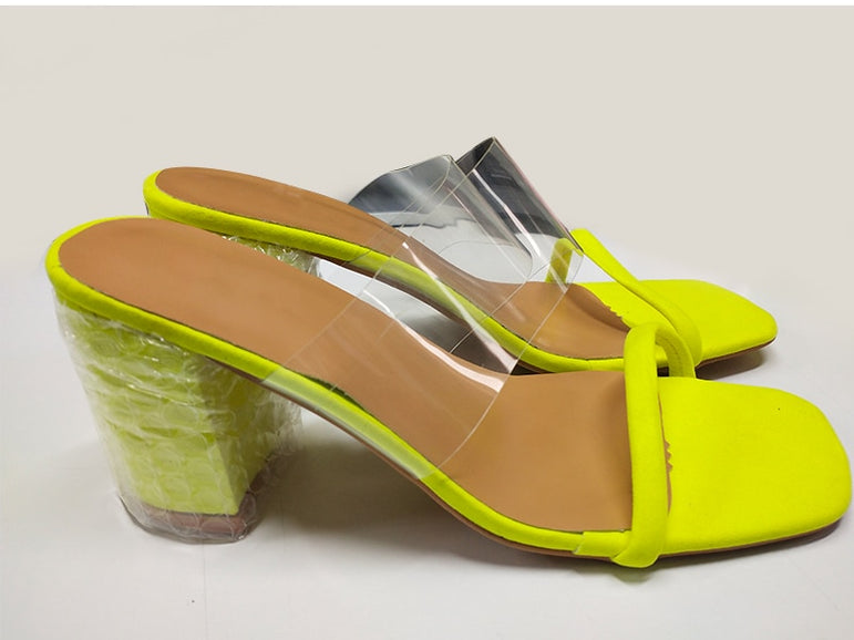 Open Toes Thick Transparent Sandals High Heel