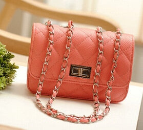 Leather Wind Chain Lozenge Shoulder Handbags