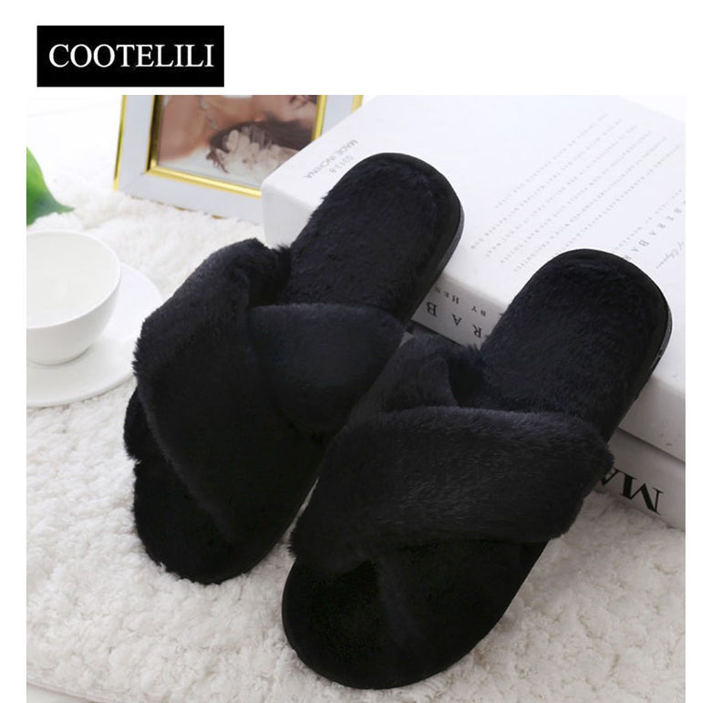 Faux Fur Winter Women Home Slippers