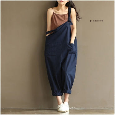 Casual Strap Women Harem Loose Solid Jumpsuit