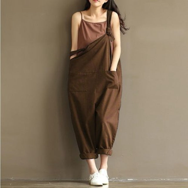 Casual Strap Women Harem Loose Solid Jumpsuit