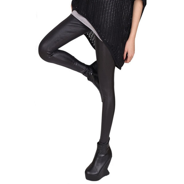 High Waist Faux Leather Stretch Leggings