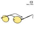 Vintage Style Slim Metal Oval Frame Sunglasses