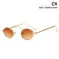 Vintage Style Slim Metal Oval Frame Sunglasses