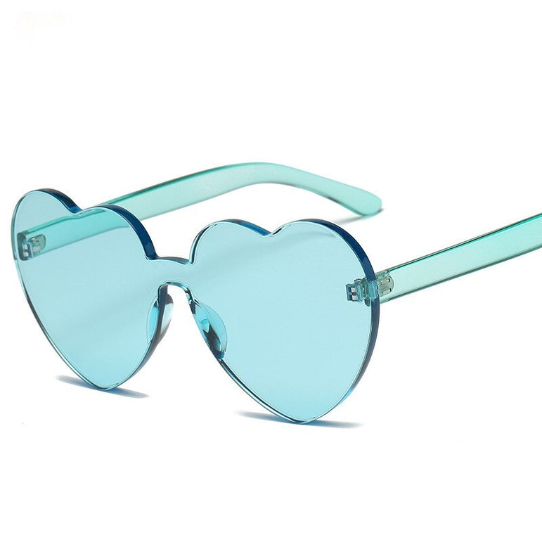 Cute Retro Love Heart Rimless Sunglasses