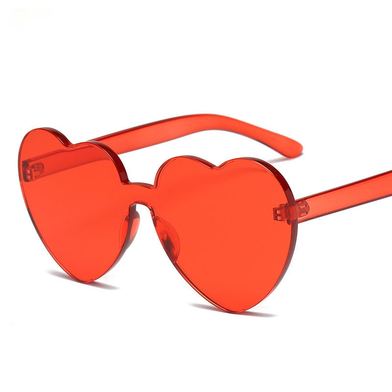 Cute Retro Love Heart Rimless Sunglasses