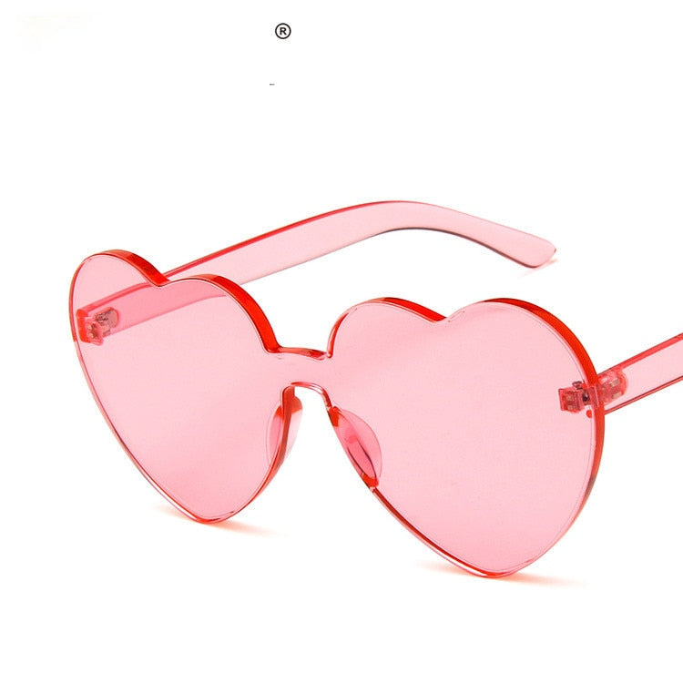 Cute Retro Love Heart Rimless Sunglasses