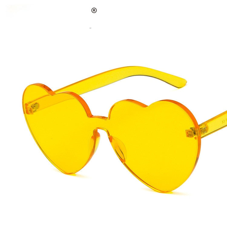 Cute Retro Love Heart Rimless Sunglasses